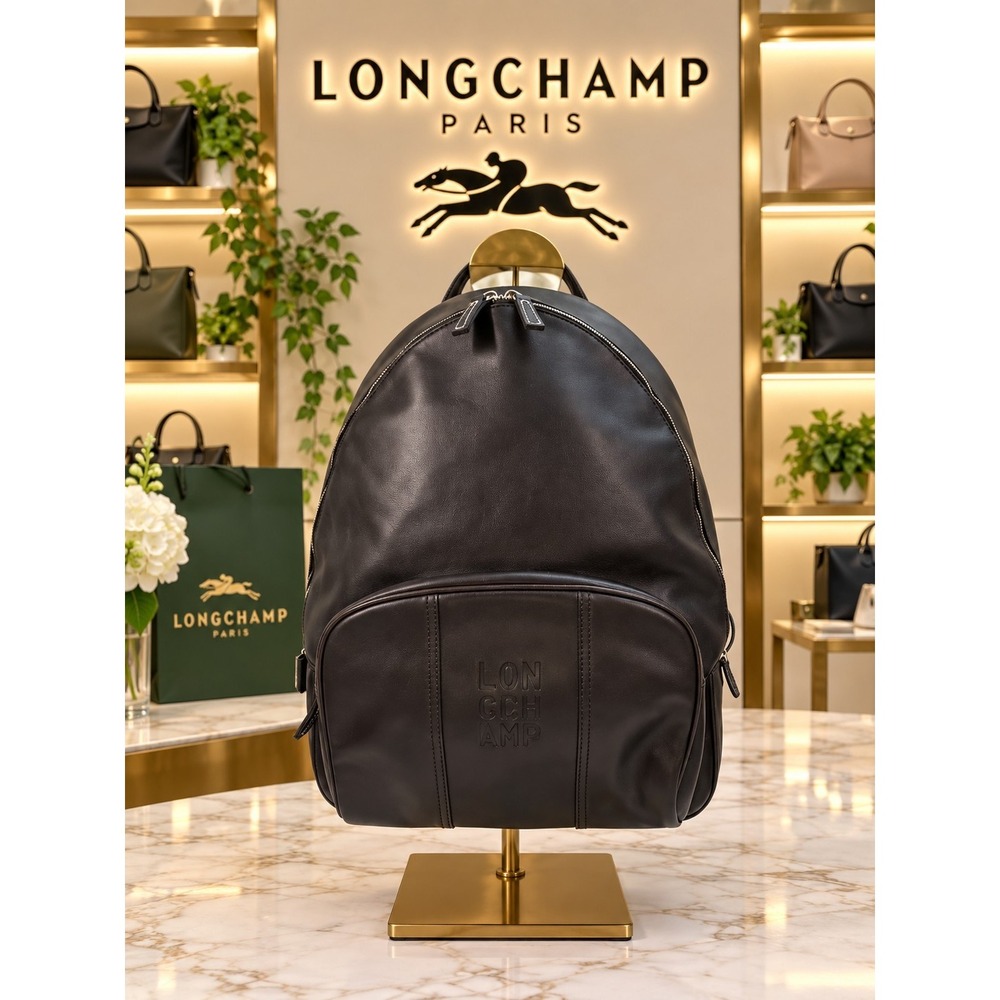 Longchamp 3D Moka Brown Leather Backpack Made in France 1847 189 002